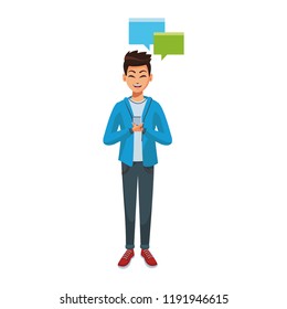 Man texting from smartphone
