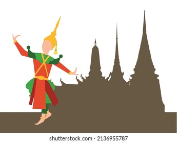 The man in the Thai dancer's outfit is dancing .