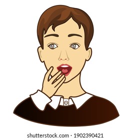 man that is expressing overwhelming joy with hypnotized spiral eyes, simple colored emoticon, vector emoji in color, funny cartoon character from a set