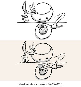 man that throw oneself on food. rough and smooth