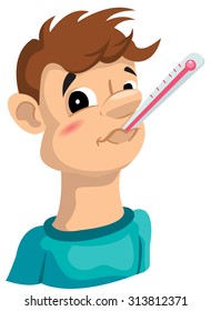 Man With A Thermometer In His Mouth