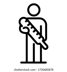 Icono de hombre y termómetro. Icono de vector de contorno y termómetro para diseño web aislado en fondo blanco