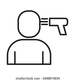 man with thermometer laser line style icon vector illustration design