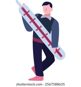Man with thermometer to measure temperature icon