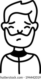Hombre con barba gruesa, ilustración, vector sobre fondo blanco