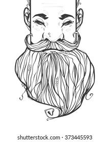A man with a thick beard and mustache. Fashion illustration. Vector graphics.