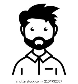 man with thick beard, simple icon design, editable stroke best used for web application or banner