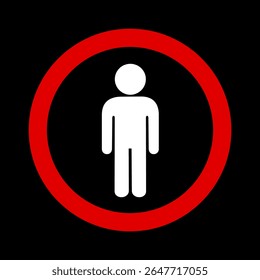 Homem com um círculo espesso ao seu redor como metáfora para a epidemia de solidão masculina, desconexão social ou zona segura. Prevenção, isolamento e defesa. Ilustração vetorial.