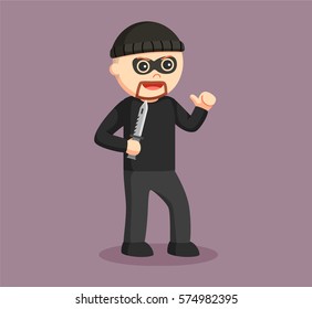 man thief with knife