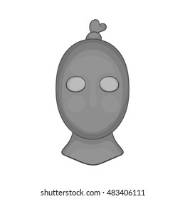Man thief in mask icon in black monochrome style isolated on white background. Robber symbol vector illustration