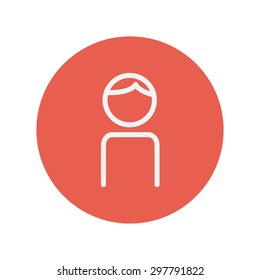 Man thin line icon for web and mobile minimalistic flat design. Vector white icon inside the red circle.