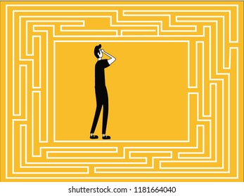 Man thing in zigzag path puzzle to solve and recover away