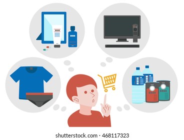 A man think about shopping