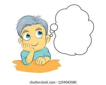 man think about something cartoon vector illustration isolated