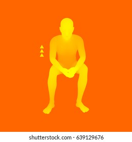 Man in a Thinker Pose. 3D Model of Man. Business, Science, Psychology or Philosophy Vector Illustration. 