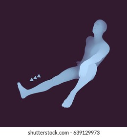 Man in a Thinker Pose. 3D Model of Man. Business, Science, Psychology or Philosophy Vector Illustration. 