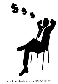 man thinking about business, concept, looking at dollar symbol