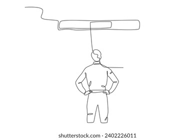 A man thinking about business strategy. Business goal one-line drawing