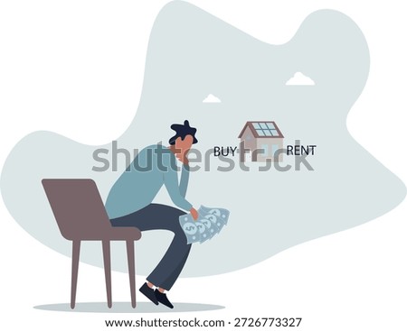 A man is thinking about buying or renting real estate.life and employment of people.