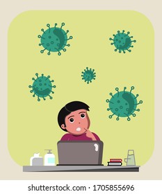 Mensch, der an Corona-Virus 2020-Illustration denkt