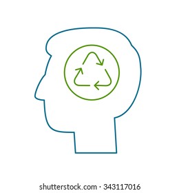 Man thinking about ecology recycling in head ecology and environment vector icon and infographic colorful on white background