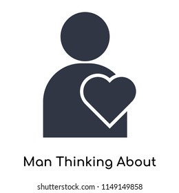 Man Thinking About Love icon vector isolated on white background for your web and mobile app design, Man Thinking About Love logo concept
