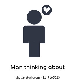 Man thinking about love icon vector isolated on white background for your web and mobile app design, Man thinking about love logo concept