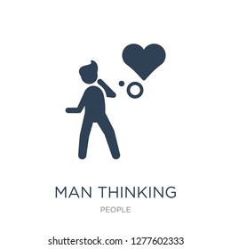 man thinking about love icon vector on white background, man thinking about love trendy filled icons from People collection, man thinking about love vector illustration