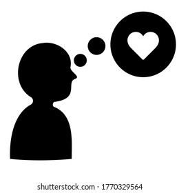 Man thinking about love. Vector. Silhouette. Icon.