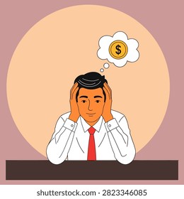 Man thinking about money with dollar coin thought bubble