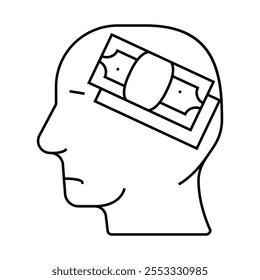 homem pensando sobre vetor de ícone de linha de dinheiro. homem pensando sobre sinal de dinheiro.