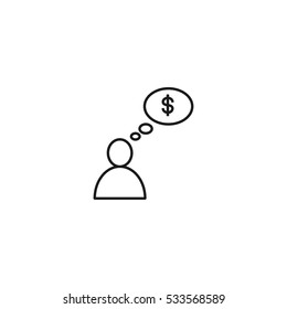 man thinking about money outline icon illustration