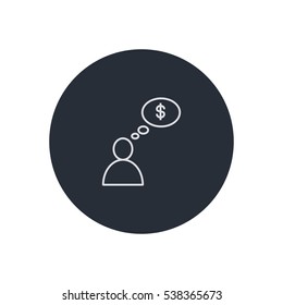 man thinking about money outline icon illustration