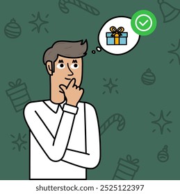 man thinking about the perfect gift for christmas
