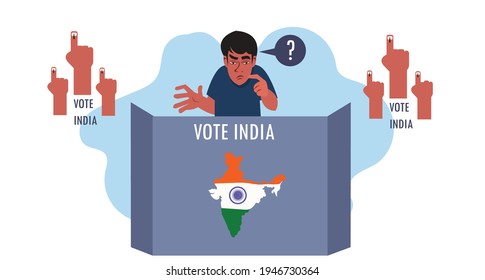 un hombre que piensa en el voto en el voto indio diseño de caracter y expresión facial