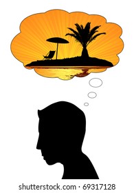 Man thinking about summer vacation