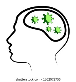 A man thinking about the virus.
An artistic interpretation of a time that everybody only thinks about the coronavirus