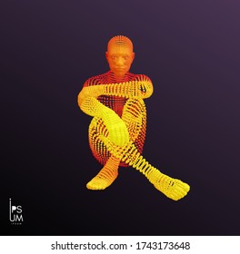 Man is thinking. Artificial intelligence concept. Digital technology background. Vector illustration.