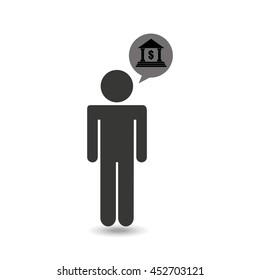 man thinking in cash icon, vector illustration