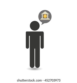 man thinking in cash icon, vector illustration