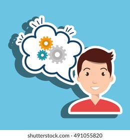 man thinking creating bubble