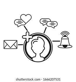 man thinking of digital business ideas on white background vector illustration design