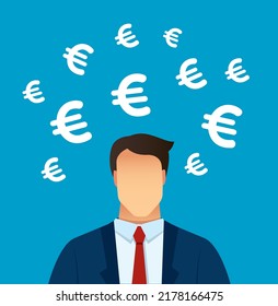 man thinking with Euro icon vector illustration
