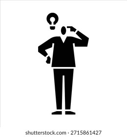 a man thinking glyph icon. think illustration.
