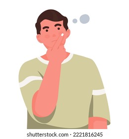 Man thinking having some questions. pondering some inquiries. vector design illustrations.