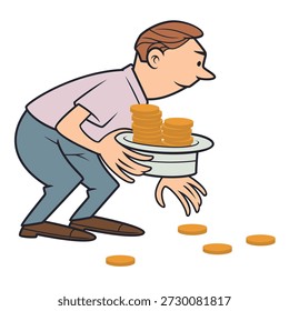 Man thinking at his desk. Funny people. Illustration concept for website and mobile website development.