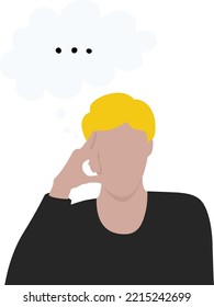 Man Thinking Holding Head with Thought Bubble