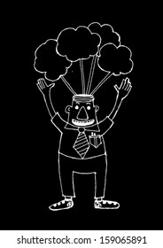 Man thinking  with ideas symbol creativity 