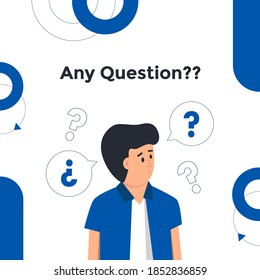 Man is thinking illustration. Man asks a question. questions vector concept.