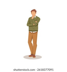 man thinking isolated flat design illustration